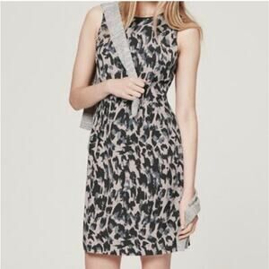 LOFT Women's Dress Abstract Leopard Print Sleeveless Size 12